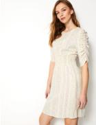 Marks & Spencer Animal Print Short Sleeve Waisted Mini Dress Cream Mix