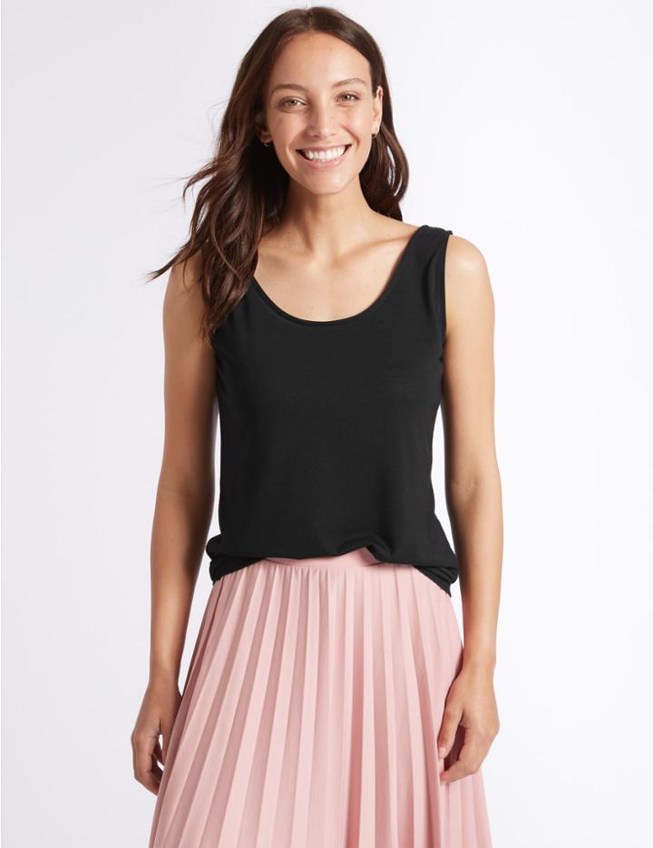 Marks & Spencer Relaxed Round Neck Vest Top Black