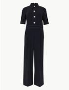 Marks & Spencer Short Sleeve Cropped Jumpsuit Navy