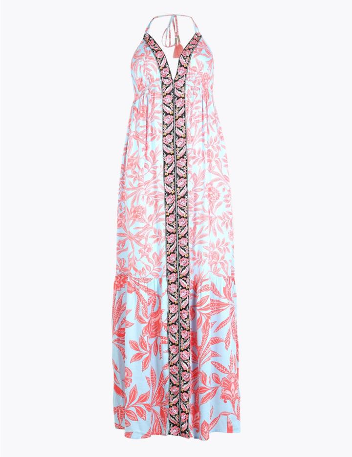 Marks & Spencer Floral Maxi Beach Dress Blue Mix