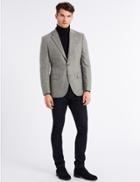 Marks & Spencer Pure Lambswool Textured Regular Fit Jacket Light Grey