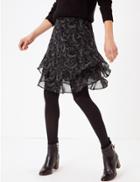 Marks & Spencer Printed Ruffled A-line Mini Skirt Black Mix
