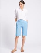 Marks & Spencer Cotton Blend Tailored Shorts Light Ocean