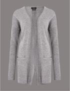 Marks & Spencer Pure Cashmere Split Back Cardigan Mid Grey