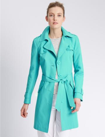 Marks & Spencer Belted Trench With Stormwear&trade; Bright Jade