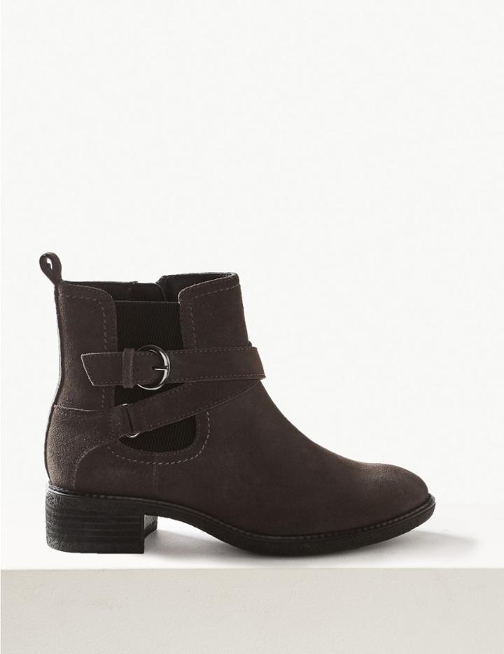 Marks & Spencer Wide Fit Suede Chelsea Ankle Boots Graphite
