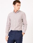 Marks & Spencer Tailored Fit Bengal Stripe Easy Iron Shirt Burgundy Mix