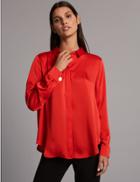 Marks & Spencer Side Split Long Sleeve Shirt Red