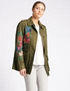 Marks & Spencer Cotton Blend Embroidered Jacket Khaki Mix