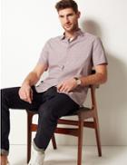 Marks & Spencer Pure Cotton Printed Shirt Soft Pink