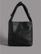Marks & Spencer Leather Knot Handle Messenger Bag Black