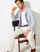 Marks & Spencer Striped Tailored Fit Cotton Jacket White/med Blue