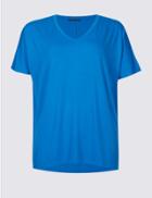 Marks & Spencer Curve Round Neck Short Sleeve T-shirt Bright Blue