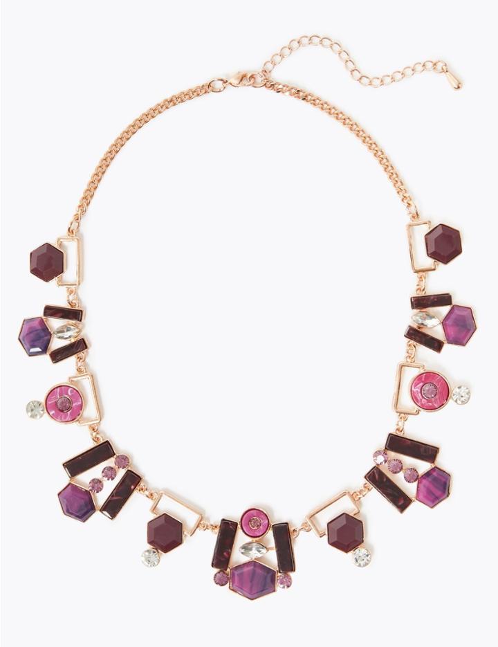Marks & Spencer Geometric Shapes Necklace Purple Mix