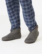 Marks & Spencer Textured Knit Slipper Boots Grey Marl