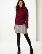 Marks & Spencer Pom Pom Turtle Neck Jumper Dark Burgundy