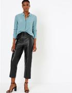 Marks & Spencer Leather Cropped Straight Trousers Black