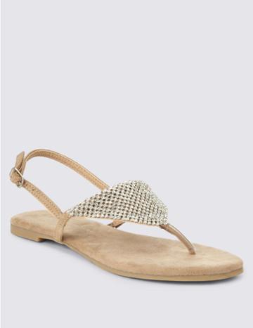 Marks & Spencer Buckle Chain Mail Sandals Natural