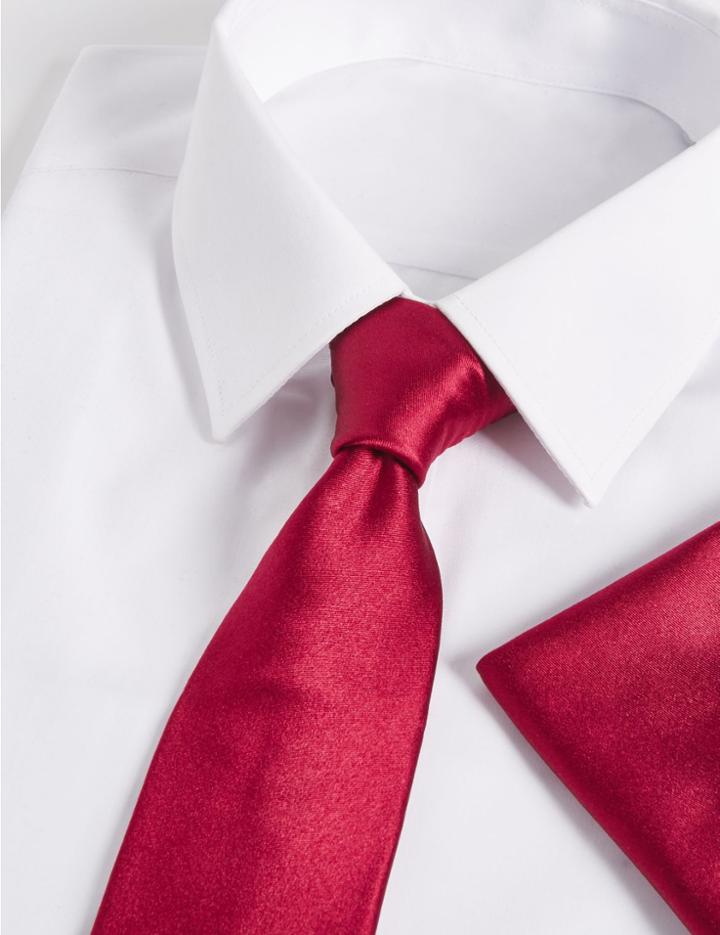 Marks & Spencer Pure Silk Tie & Pocket Square Set Crimson