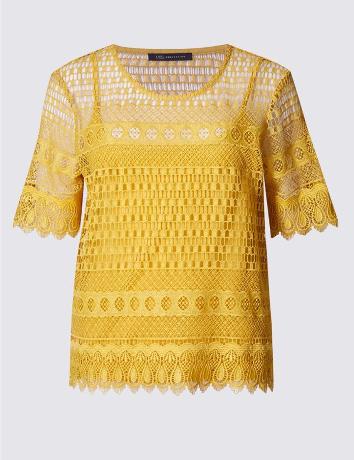 Marks & Spencer Half Sleeve Jersey Top Buttercup