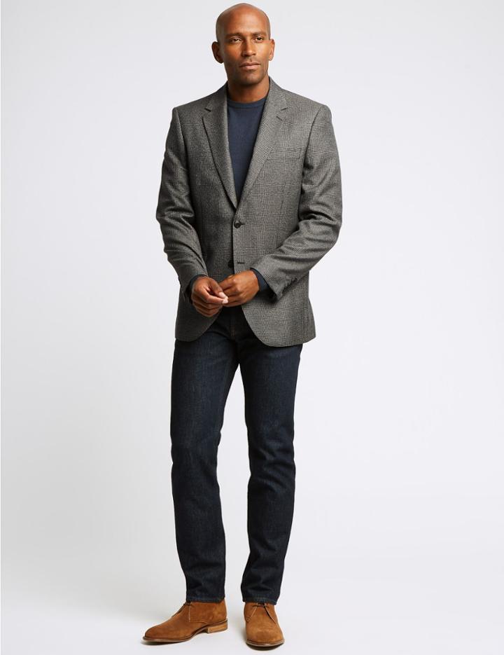 Marks & Spencer Brown Checked Regular Fit Jacket Brown