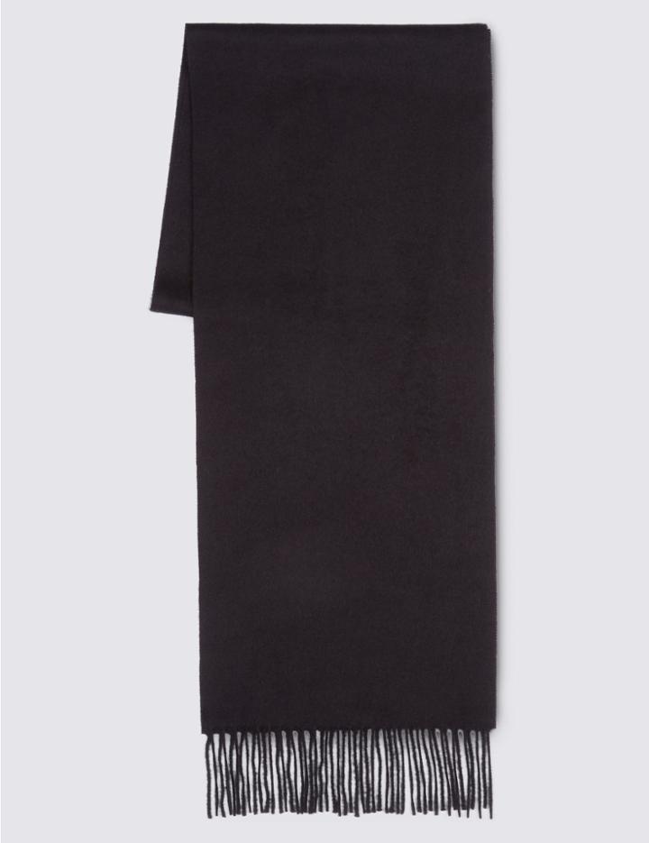 Marks & Spencer Pure Cashmere Fringe Trim Scarf Black