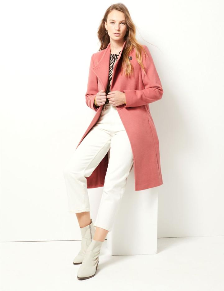 Marks & Spencer Funnel Neck Coat Honey