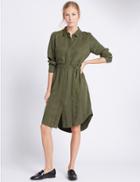 Marks & Spencer Long Sleeve Shirt Dress Khaki
