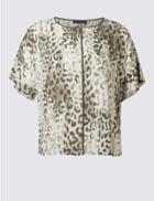 Marks & Spencer Plus Leopard Print Kimono Shell Top Ivory Mix