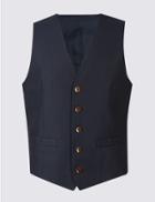 Marks & Spencer Pure Cotton Textured Waistcoat Navy