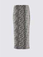 Marks & Spencer Snake Print Pencil Midi Skirt Black Mix