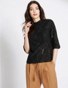 Marks & Spencer Pure Cotton 3/4 Sleeve Shell Top Black