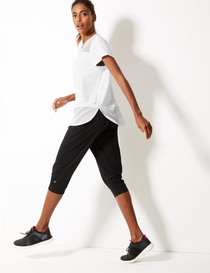 Marks & Spencer Quick Dry Cropped Joggers Black