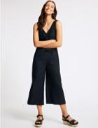 Marks & Spencer Linen Rich Tie Front Jumpsuit Navy