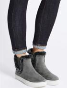 Marks & Spencer Fur Trim Ankle Boots Grey
