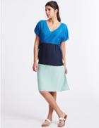 Marks & Spencer Colour Block Short Sleeve Midi Dress Navy Mix