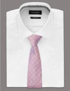 Marks & Spencer Silk Blend Spotted Tie Pink