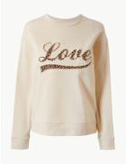 Marks & Spencer Pure Cotton Printed Long Sleeve Sweatshirt Oatmeal