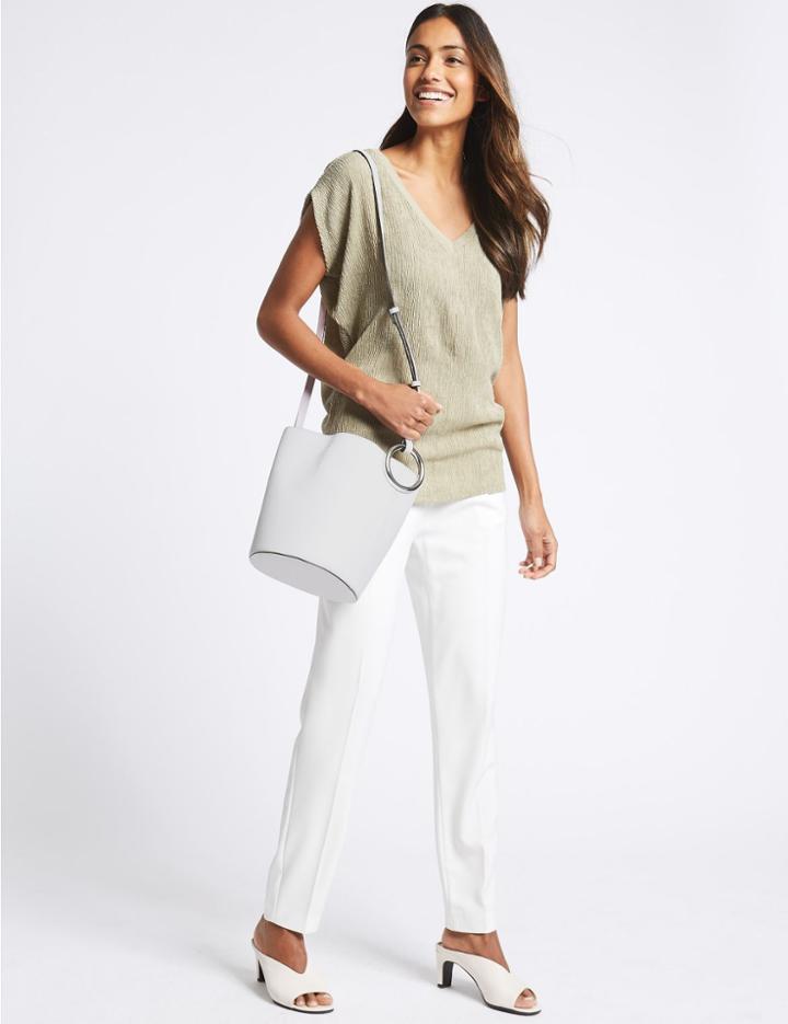 Marks & Spencer Faux Leather Ring Cross Body Bag White Mix