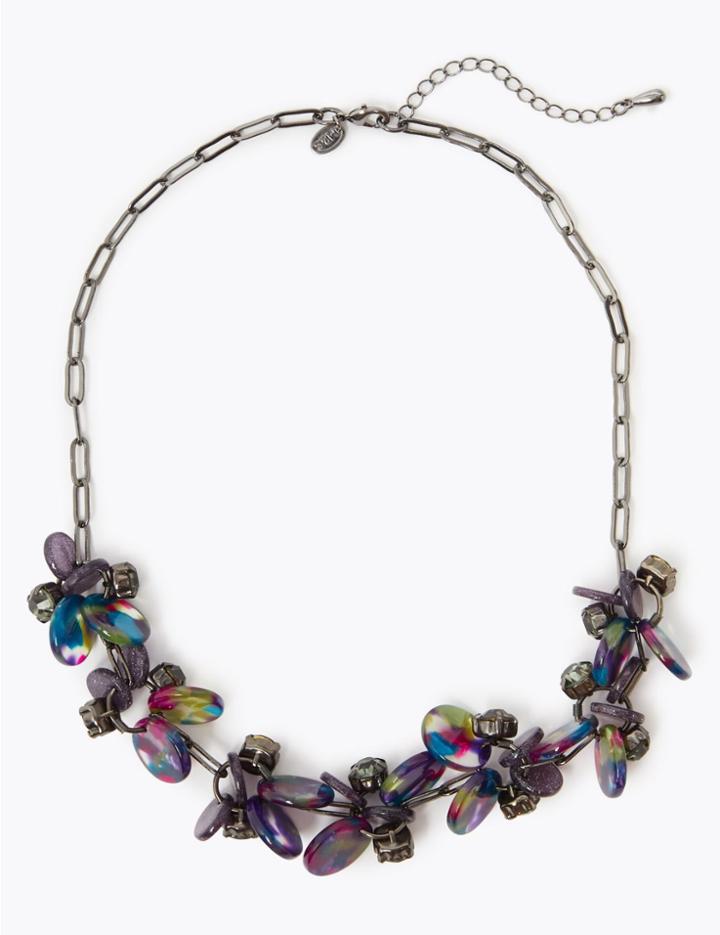 Marks & Spencer Link Disc Cluster Necklace Purple Mix