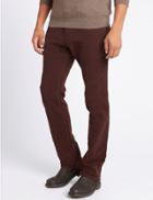 Marks & Spencer Italian Moleskin Regular Fit 5 Pocket Trousers Burgundy
