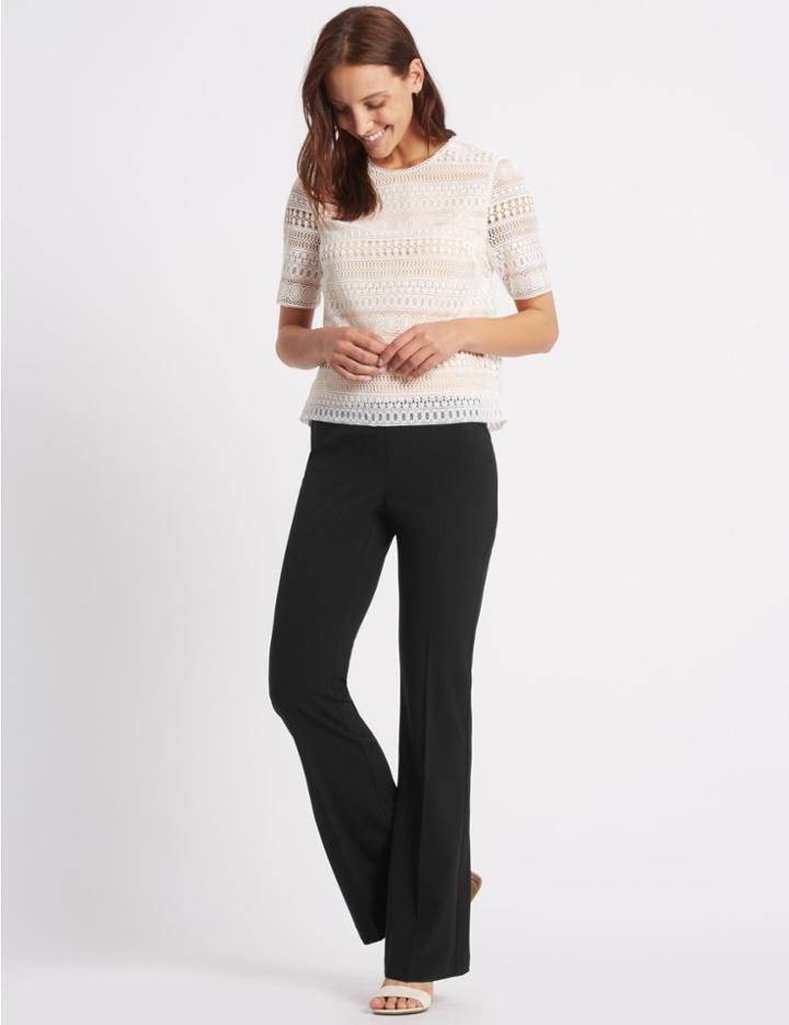 Marks & Spencer 4 Way Stretch Slim Bootcut Trousers Black