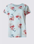 Marks & Spencer Floral Print Short Sleeve T-shirt Blue Mix
