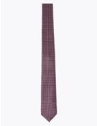 Marks & Spencer Skinny Micro Geometric Embroidered Tie Burgundy Mix