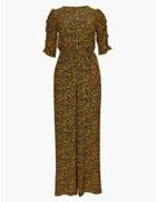 Marks & Spencer Animal Print Short Sleeve Maxi Jumpsuit Yellow Mix