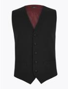 Marks & Spencer Black Tailored Fit Waistcoat With Stretch Black