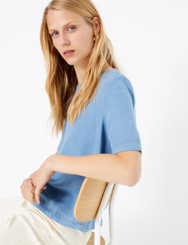 Marks & Spencer Short Sleeve Shell Top Chambray