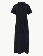 Marks & Spencer Button Detailed Midi Shirt Dress Navy