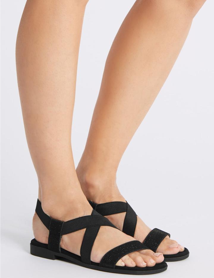 Marks & Spencer Elastic Sandals With Stain Resistant Black
