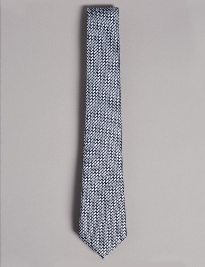 Marks & Spencer Pure Silk Textured Tie Slate Blue